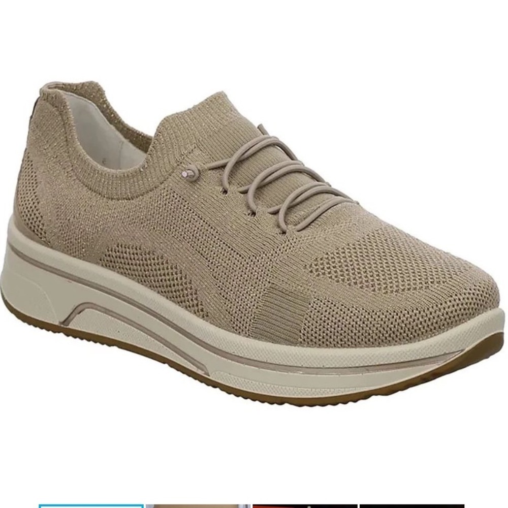 Ara Sapporo 3.0 Sneakers Women 11 Sand New Woven Metallic Stretch Wedge